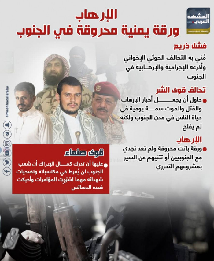 الإرهاب.. ورقة يمنية محروقة في الجنوب (إنفوجراف)