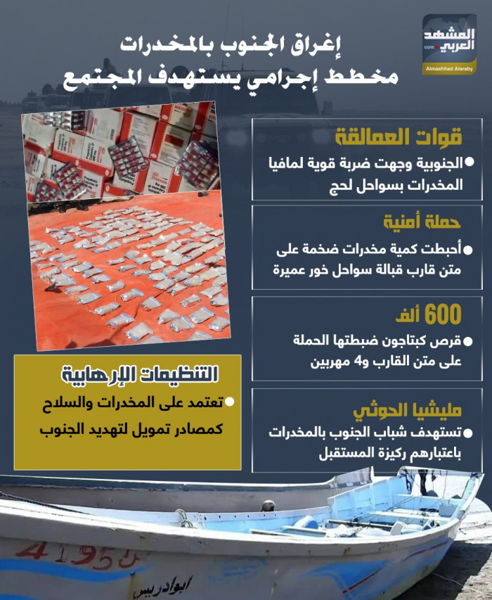 إغراق الجنوب بالمخدرات.. مخطط إجرامي يستهدف المجتمع (إنفوجراف)