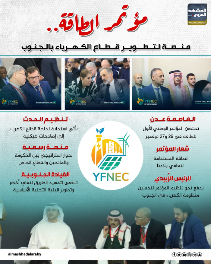 مؤتمر الطاقة.. منصة لتطوير قطاع الكهرباء بالجنوب (إنفوجراف)