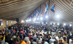 أبناء وادي حضرموت يواصلون اعتصامهم بسيئون لليوم الرابع