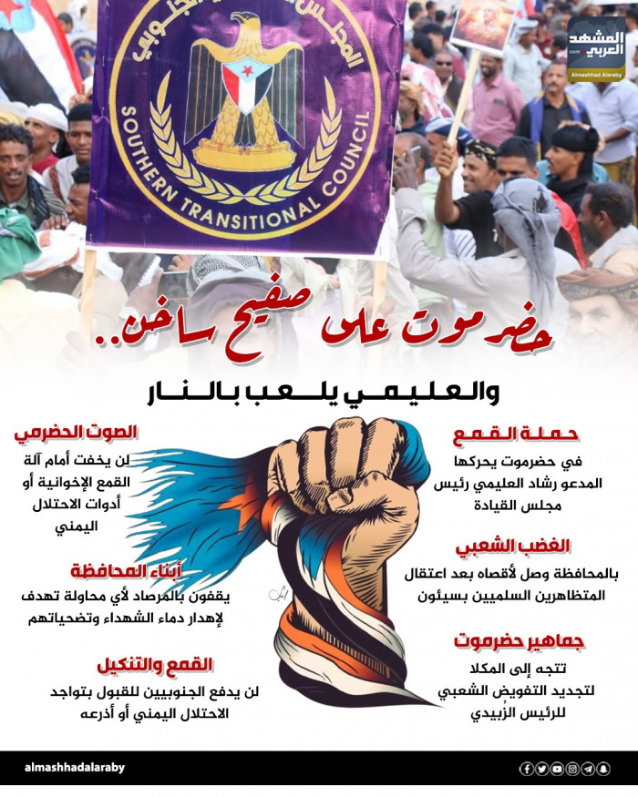 حضرموت على صفيح ساخن.. والعليمي يلعب بالنار (إنفوجراف) 