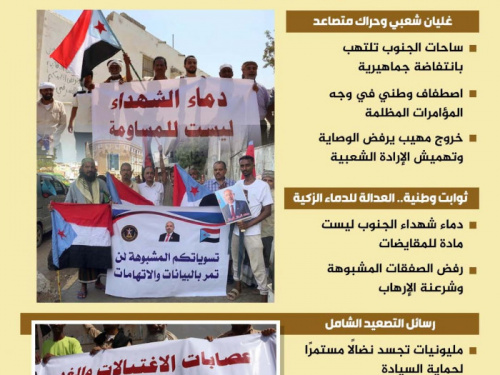 دماء الشهداء خط أحمر.. التصعيد الشامل يحصن الجنوب ضد مخططات الوصاية (إنفوجراف)