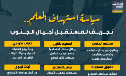 سياسة استهداف المعلم.. تجريف لمستقبل أجيال الجنوب (إنفوجراف)