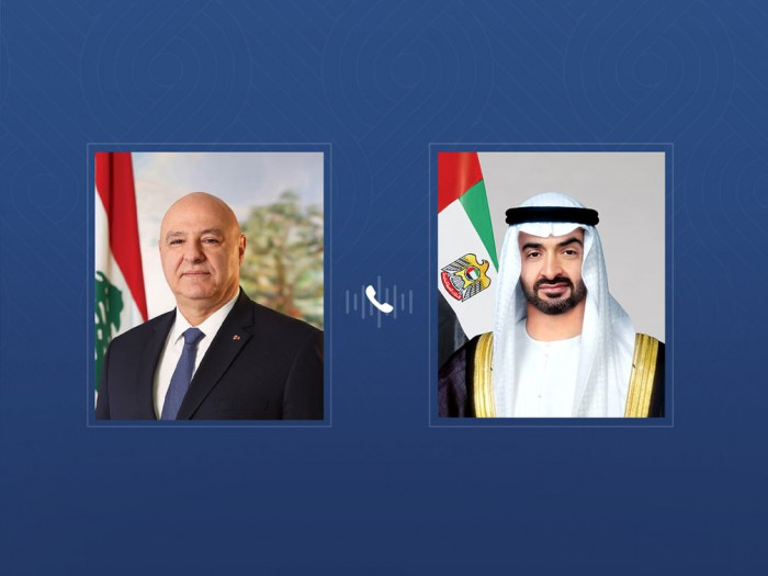 رئيس الإمارات يتلقى اتصالاً هاتفياً من نظيره اللبناني رئيس الإمارات يتلقى اتصالاً هاتفياً من نظيره اللبناني