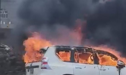 المقاومة الجنوبية بالضالع تضرم النار بمركبة وزير دفاع حكومة الوصاية