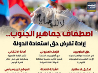 اصطفاف جماهير الجنوب.. إرادة تفرض حق استعادة الدولة (إنفوجراف)